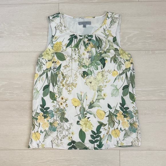 Classiques Entier Floral Sleeveless Silk Blouse - White and Yellow - Picture 2 of 7